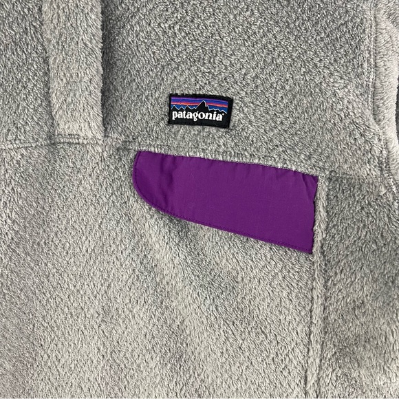 PATAGONIA Light Grey Purple Women’s Re-Tool Snap-T Turtleneck Fleece Pullover - Picture 6 of 11